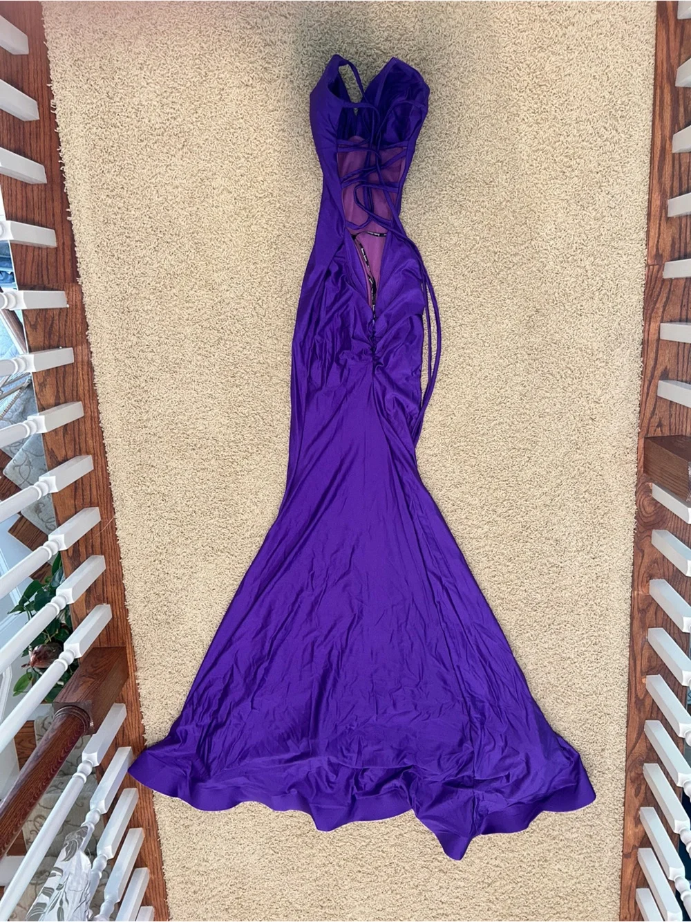 Purple Prom Dress with Criss-Cross Back - Never Worn